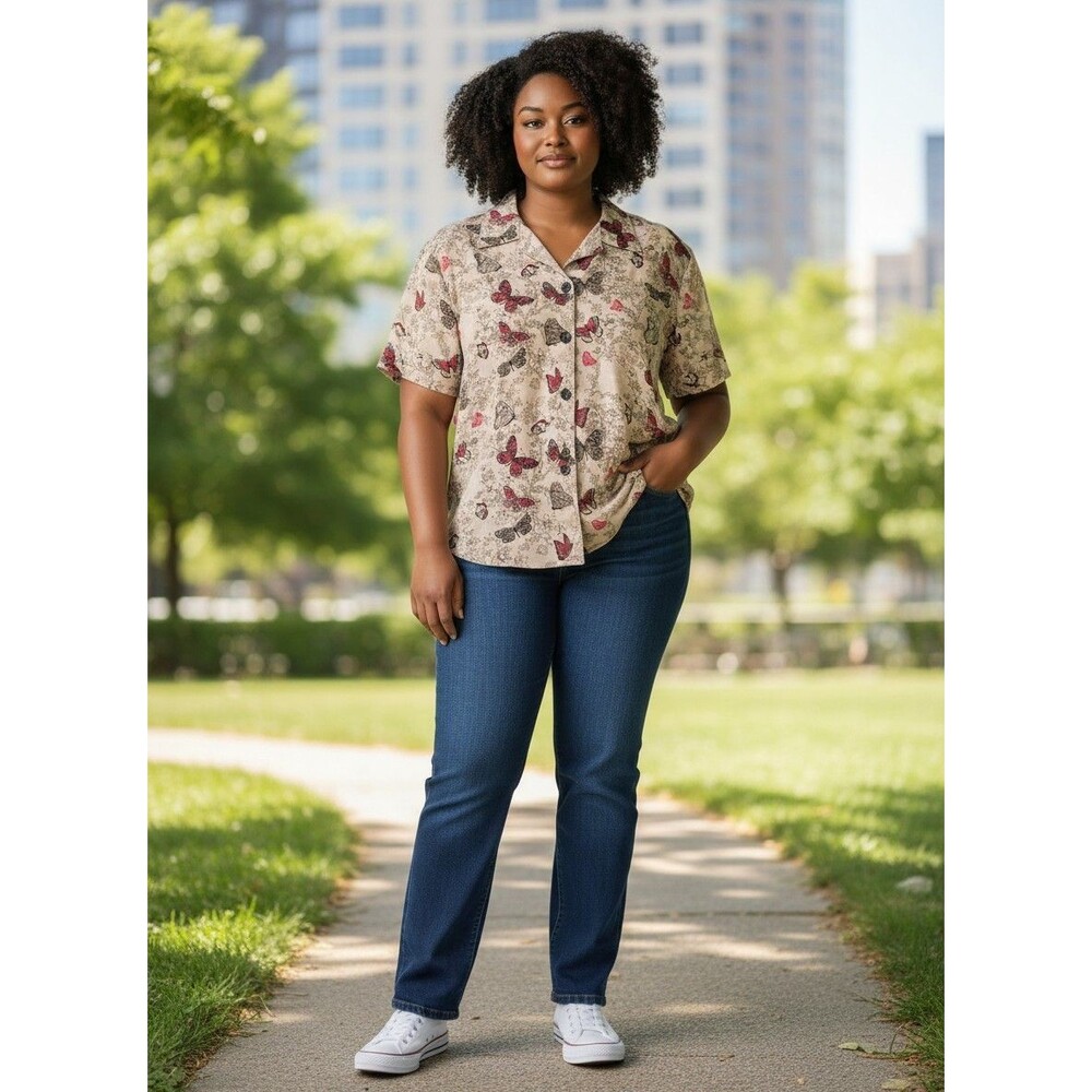 Vintage Gloria Lance Butterfly Button Down Shirt